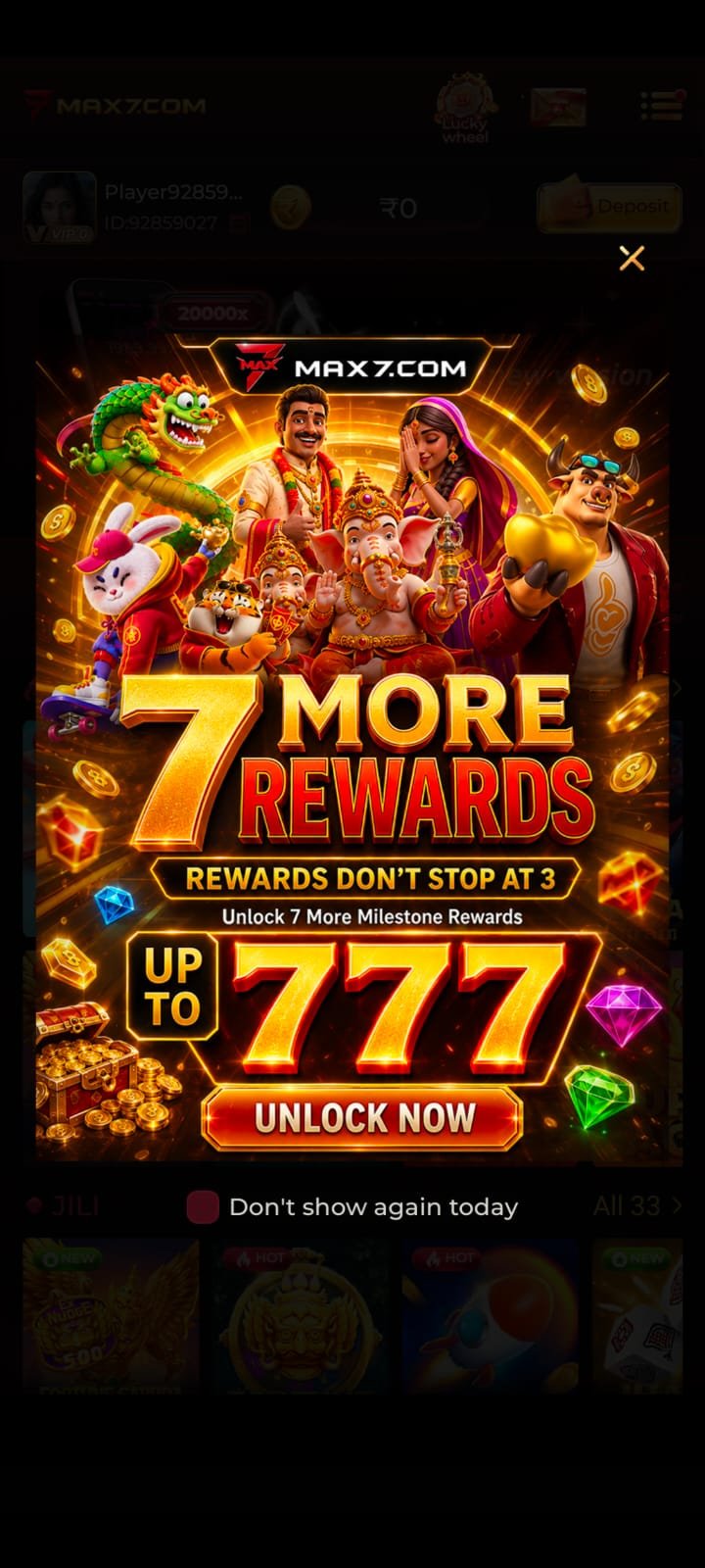 Different games available on MAX7 Game